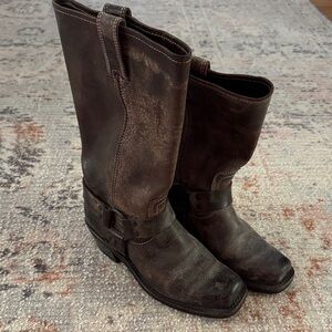 Frye Dark Brown Harness Boots